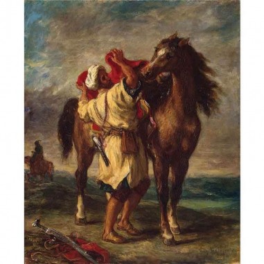 Πίνακας σε καμβά Eugene Delacroix - Moroccan Saddles His Horse - 1855
