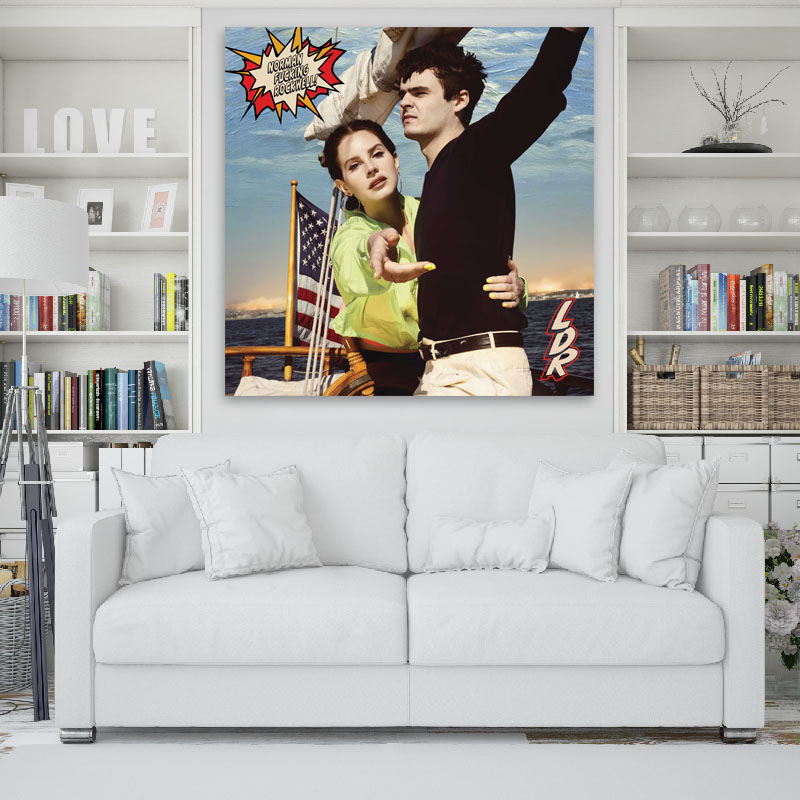 Πίνακας σε καμβά Lana del Rey Norman Rockwell 80x80 Τελαρωμένος καμβάς σε ξύλο με πάχος 2cm